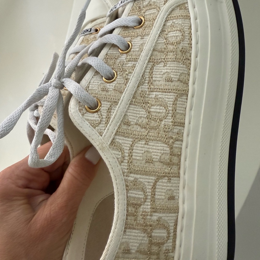 $1200 DIOR Walk’n’Dior Platform Sneaker Gold-Tone Dior Oblique Size 38 - Picture 3 of 16